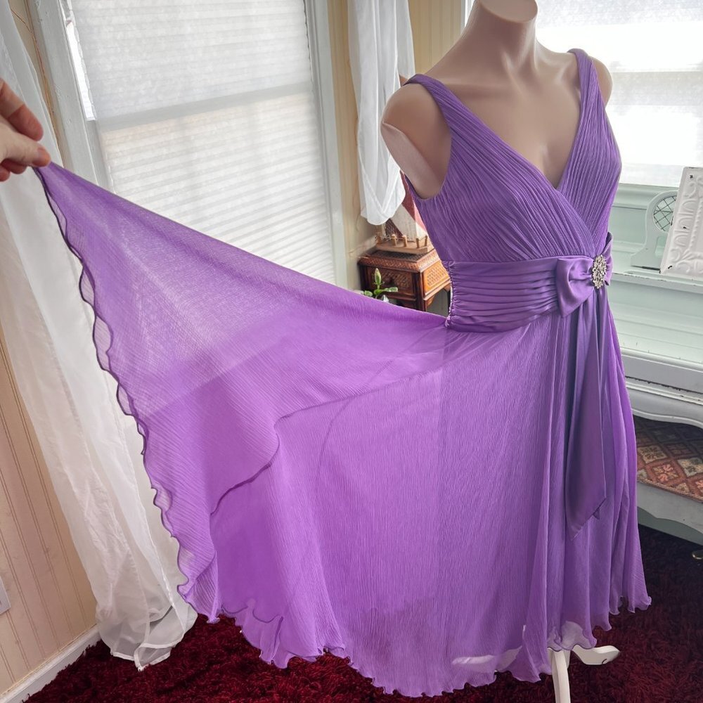 Retro 50s Cocktail Silk with Bow Midi Dress by Adrianna Papell sz 6